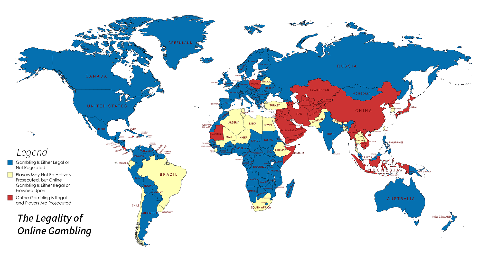 Legality of Online Betting Sites Map